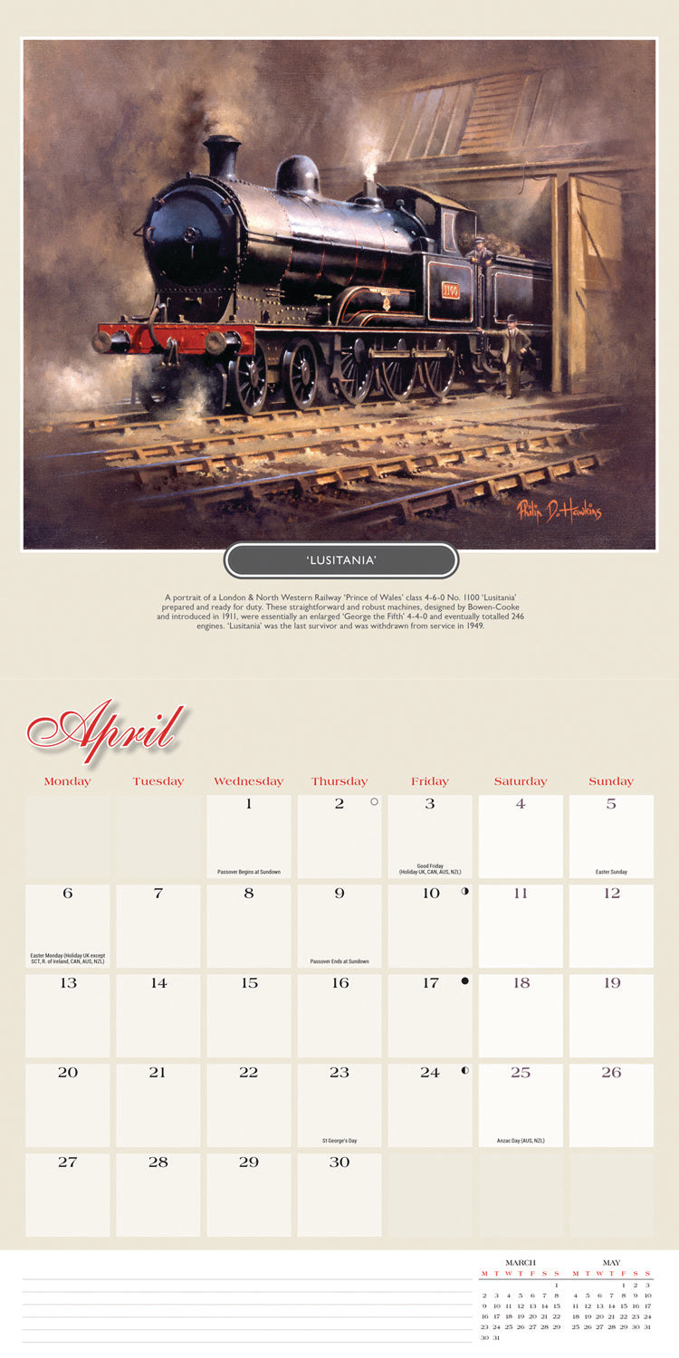 Romance of Steam wall calendar 2026