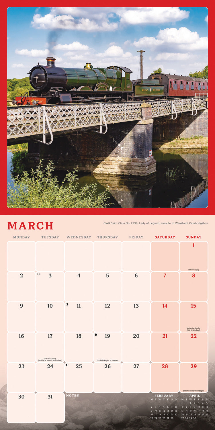 Steam Railway Wall Calendar 2026