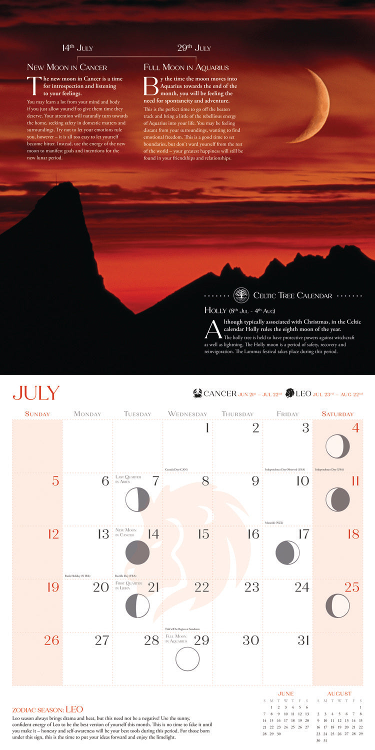 Living By The Moon Wall (Sunday Start) Calendar 2026