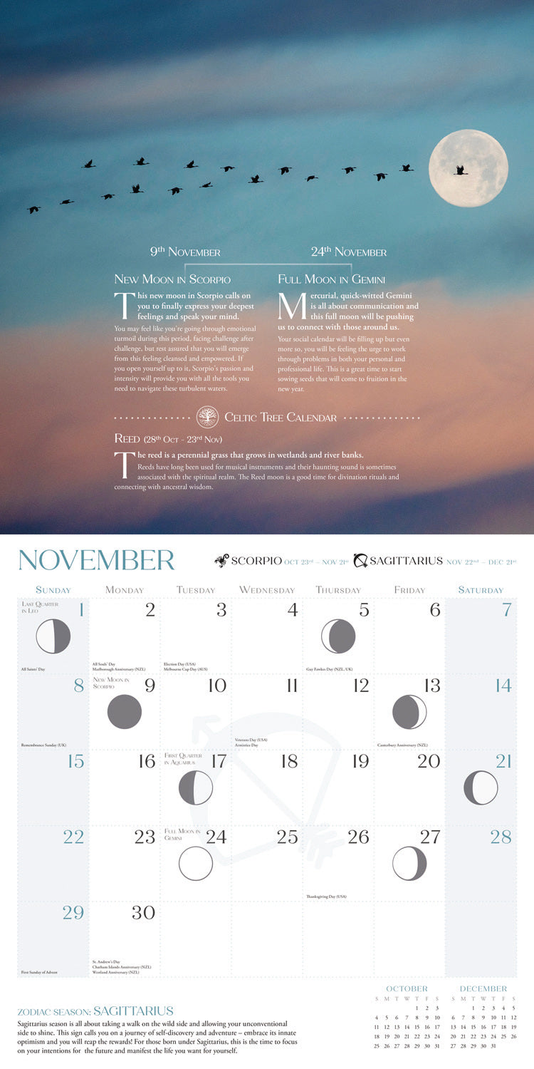 Living By The Moon Wall (Sunday Start) Calendar 2026