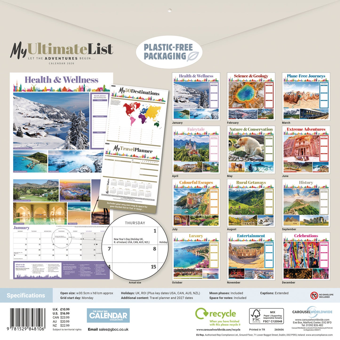 My Ultimate List Wall Calendar 2026