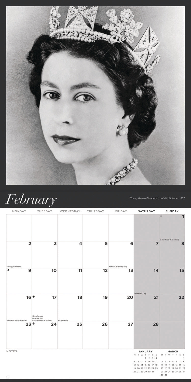 Queen Elizabeth II Wall Calendar 2026