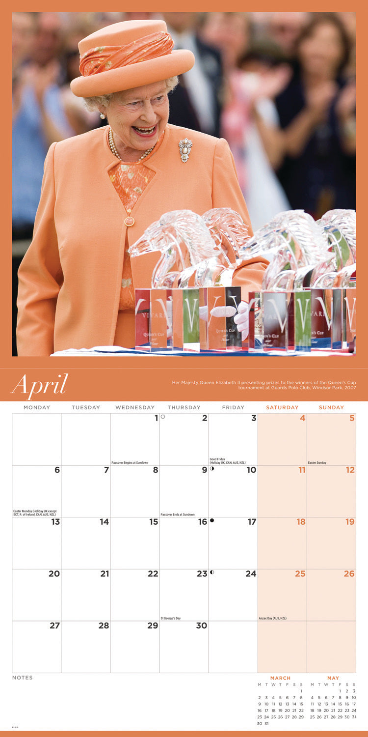 Queen Elizabeth II Wall Calendar 2026