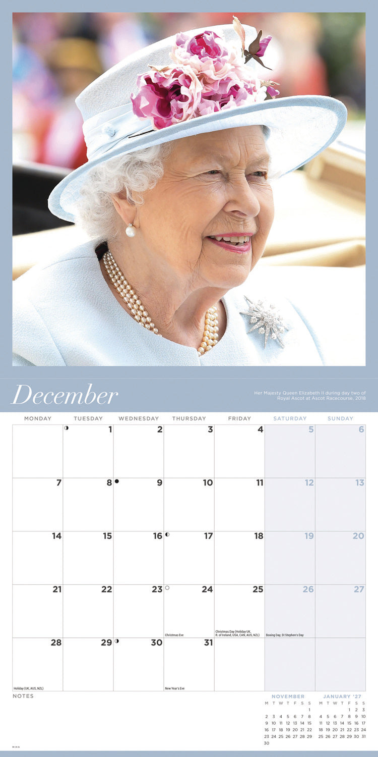 Queen Elizabeth II Wall Calendar 2026