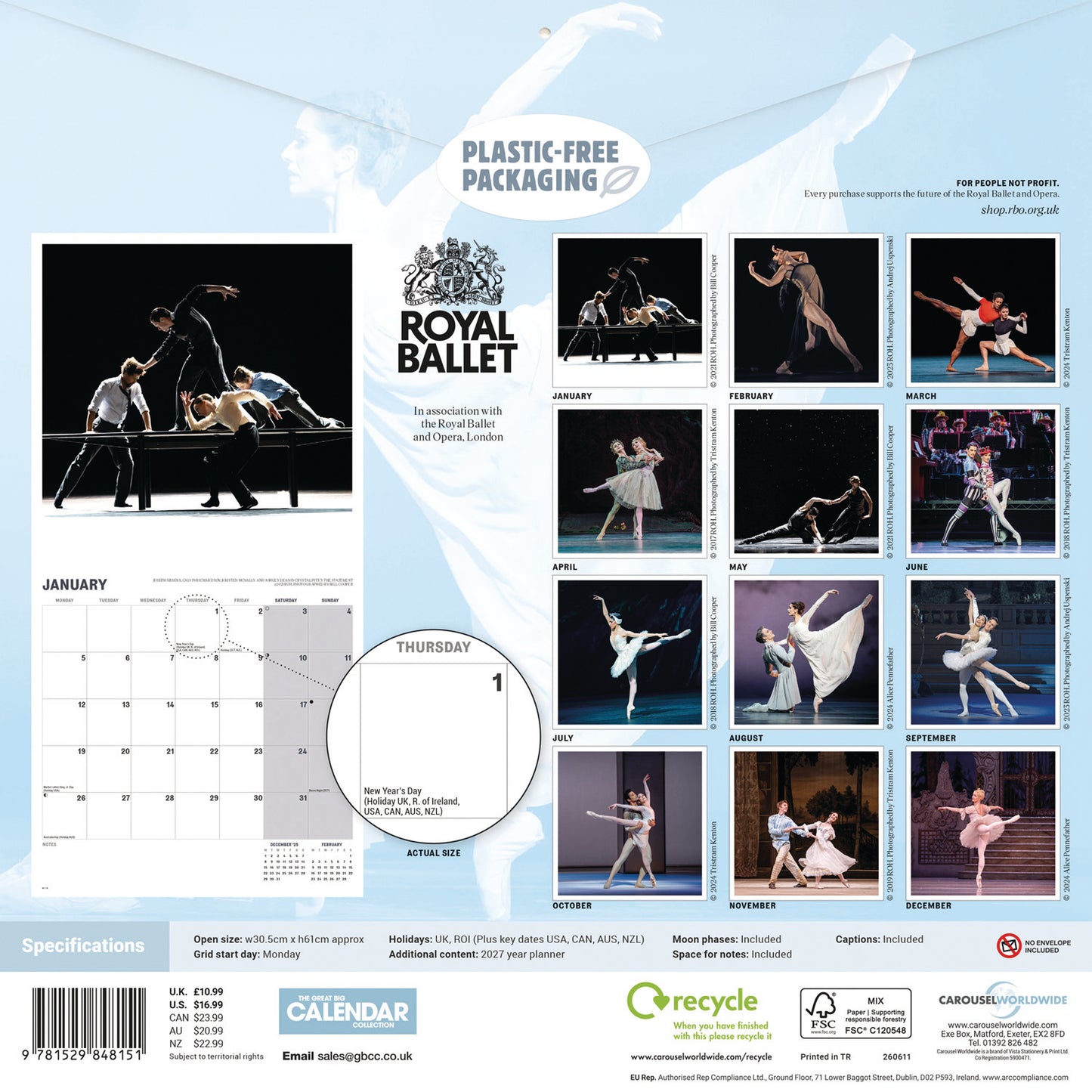 Royal Ballet Wall Calendar 2026