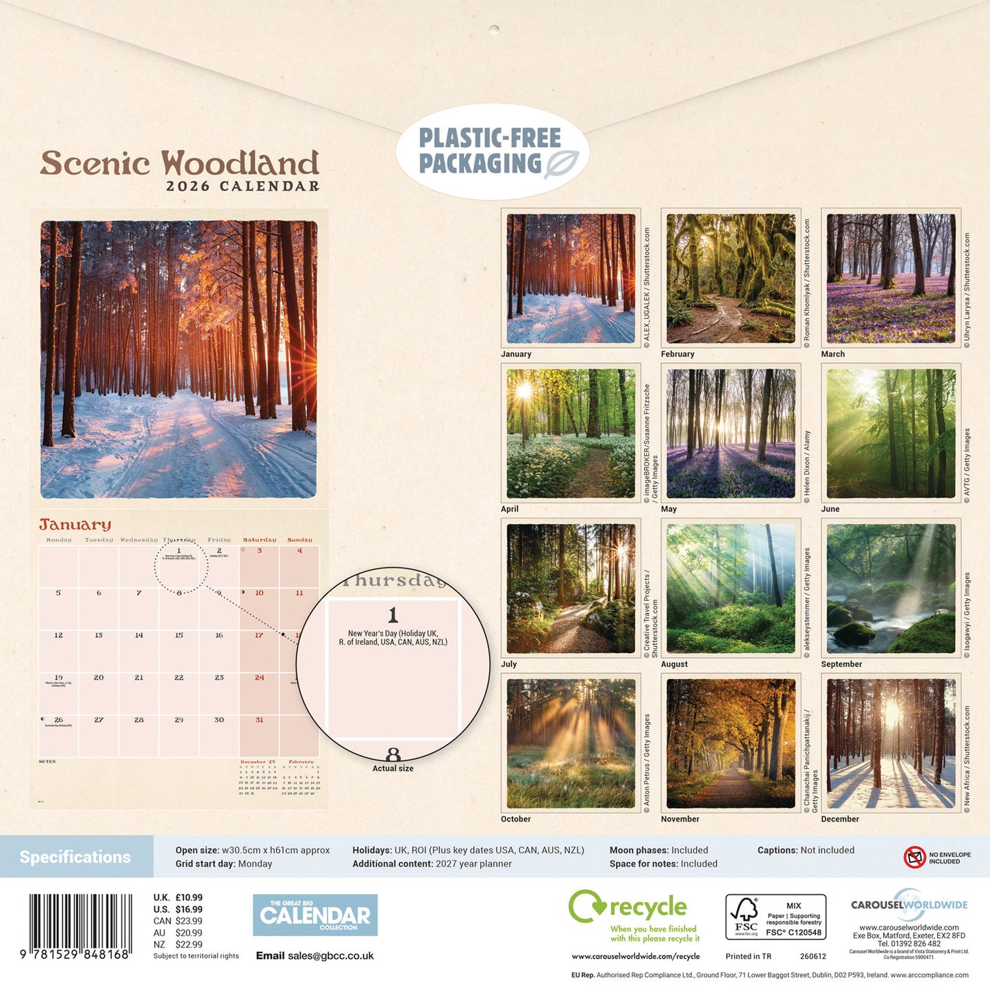 Scenic Woodland Wall Calendar 2026