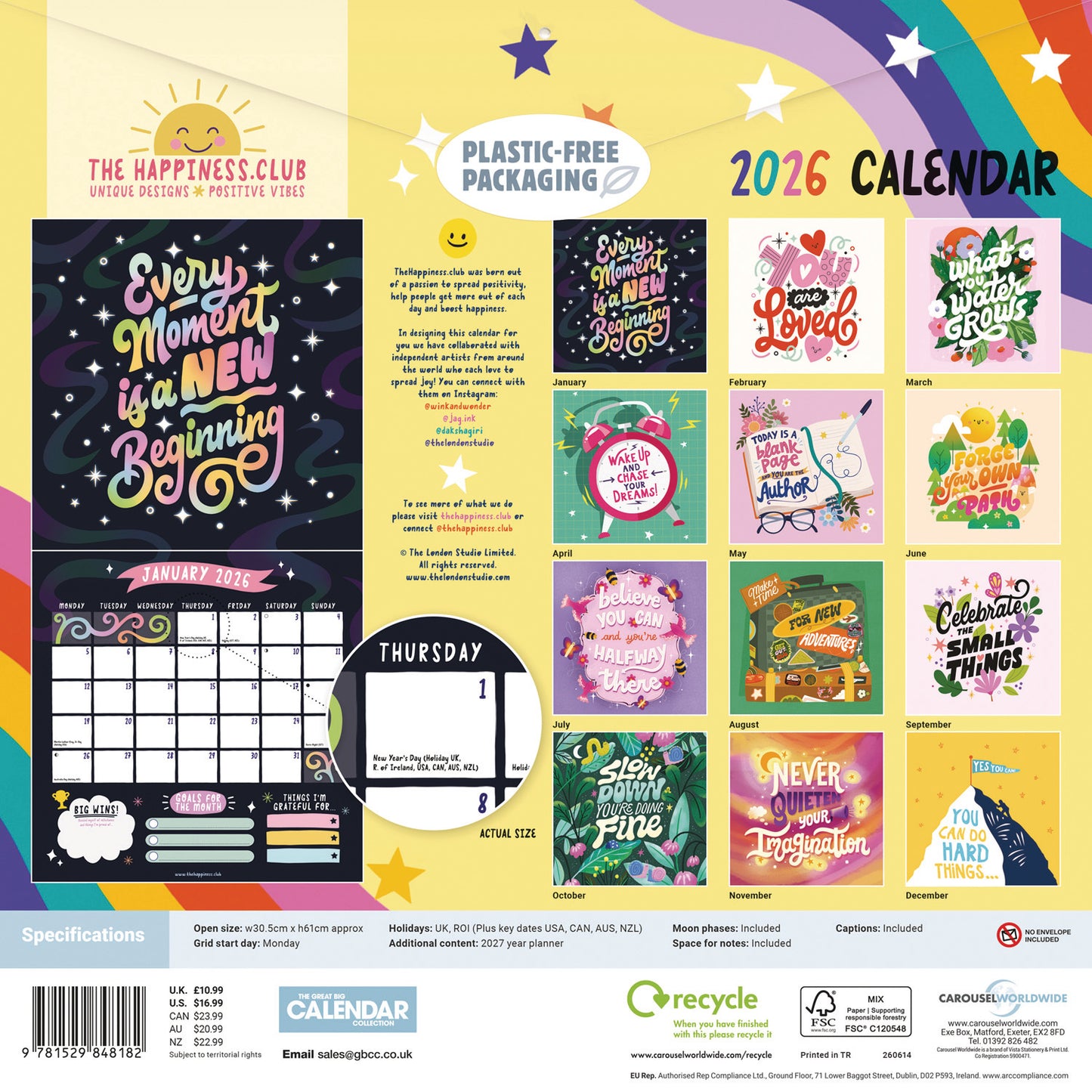 The Happiness Club Wall Calendar 2026