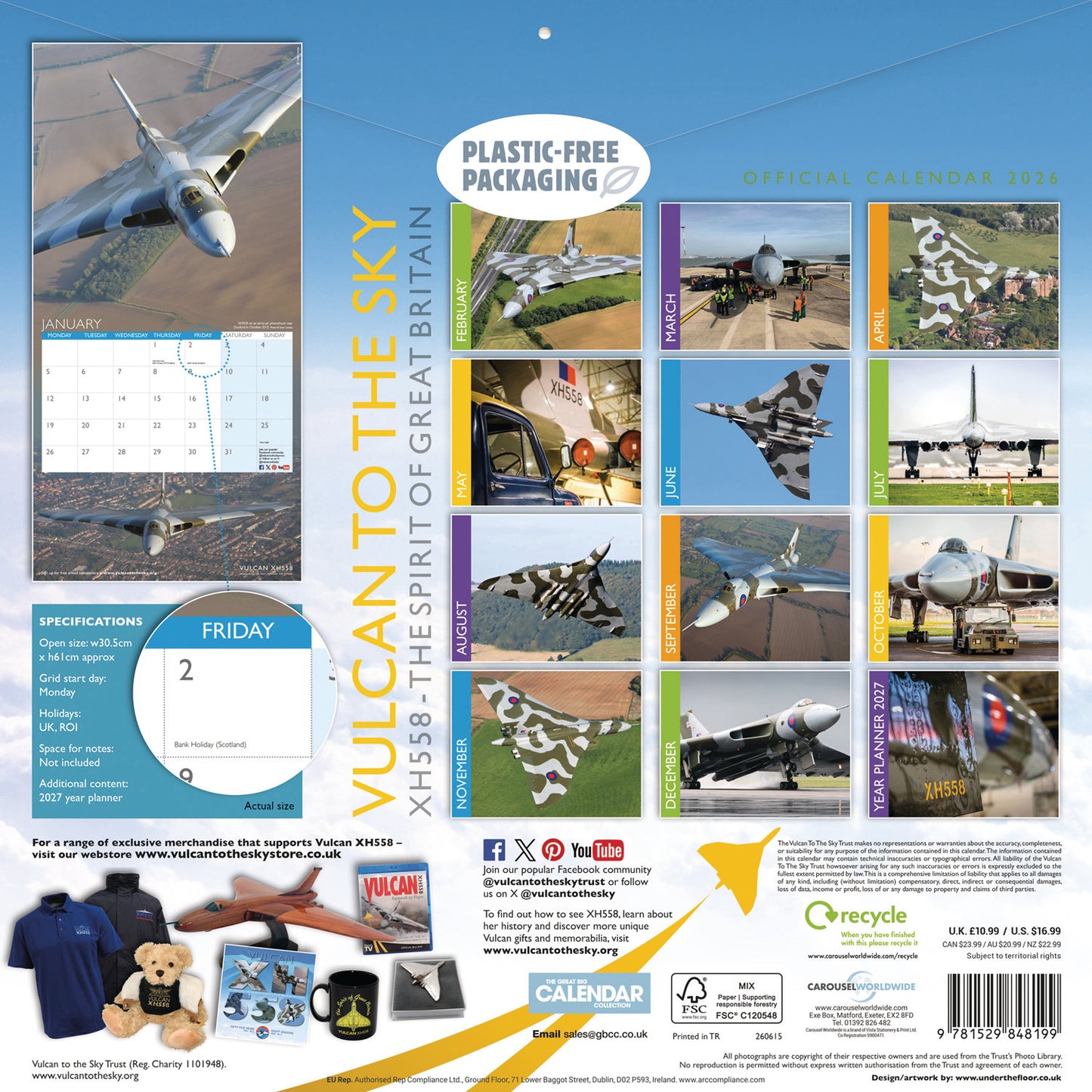 Vulcan XH558 Wall Calendar 2026