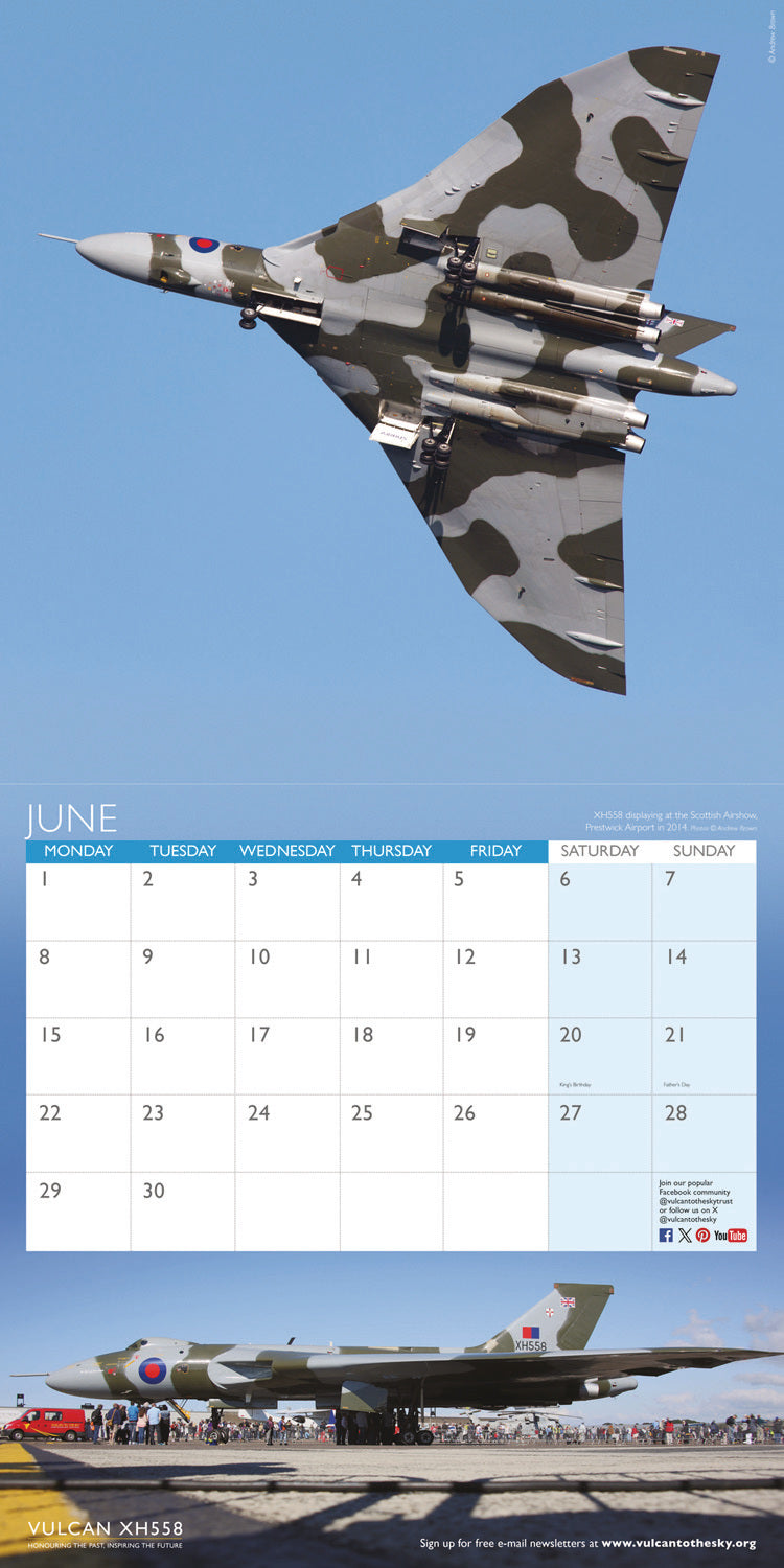 Vulcan XH558 Wall Calendar 2026