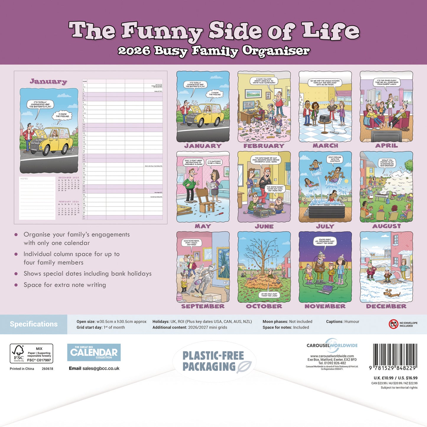 Funny Side of Life Wiro Planner Wall Calendar 2026