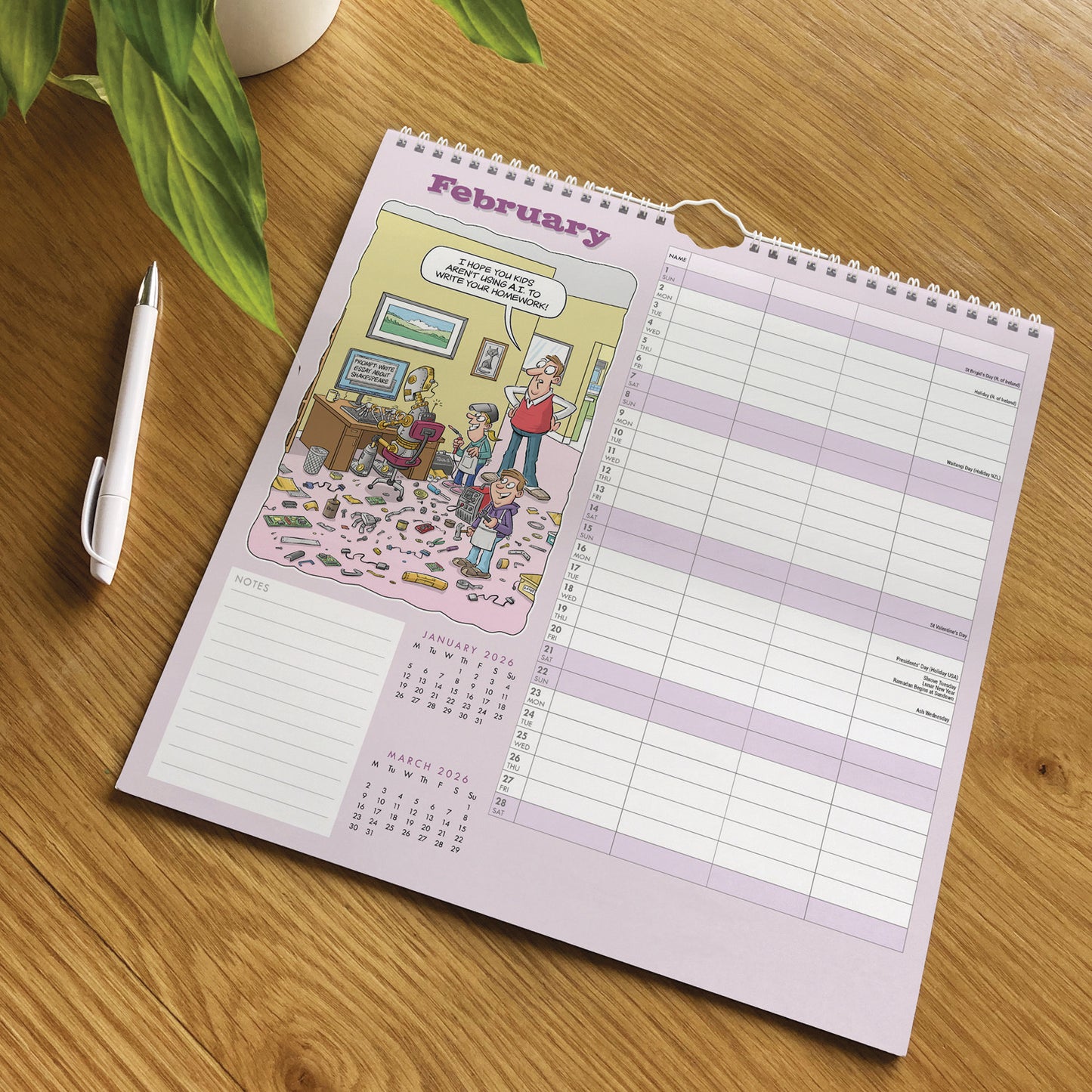 Funny Side of Life Wiro Planner Wall Calendar 2026