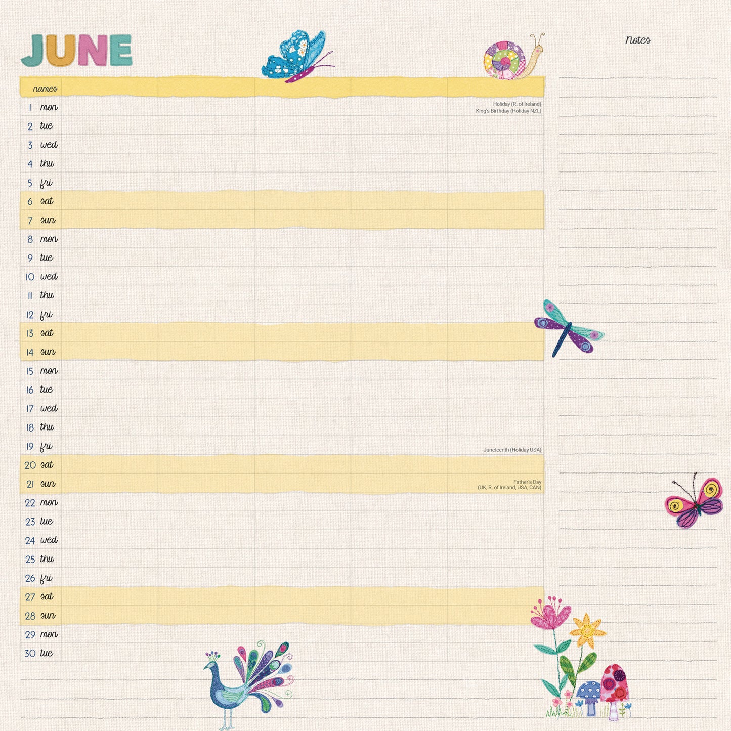 Mums Fabric Household Planner Wall Calendar 2026