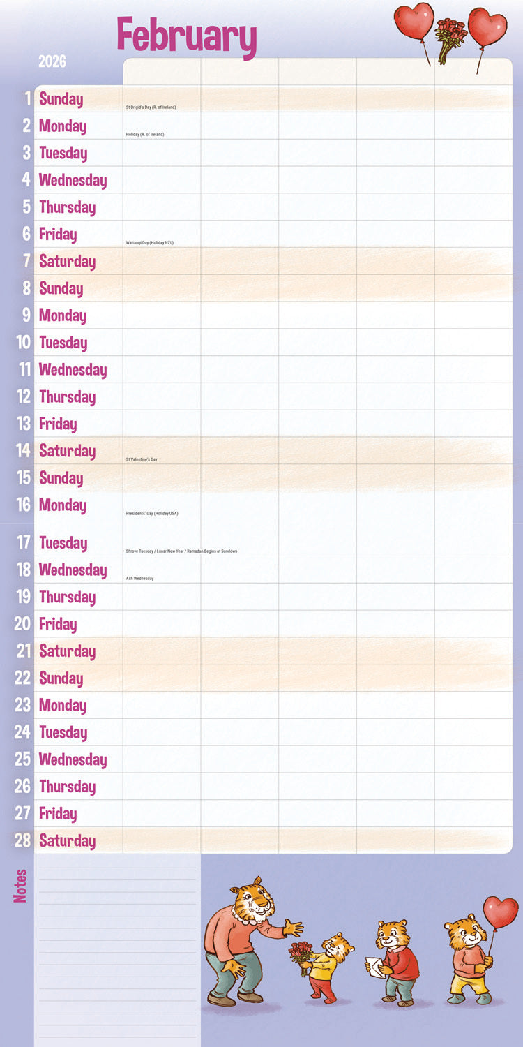 Mums Family Organiser Planner Wall Calendar 2026
