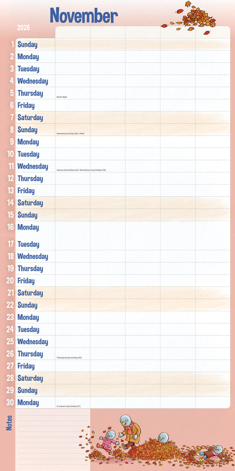 Mums Family Organiser Planner Wall Calendar 2026