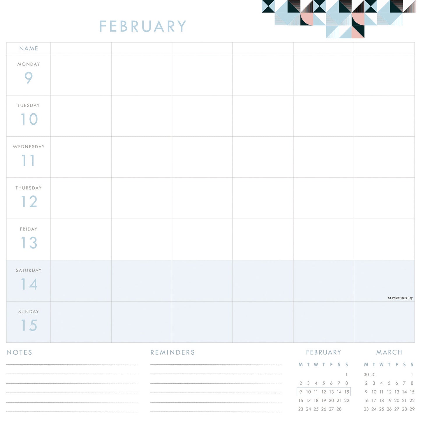 Organised Family (Geometric) WTV Planner Wall Calendar 2026