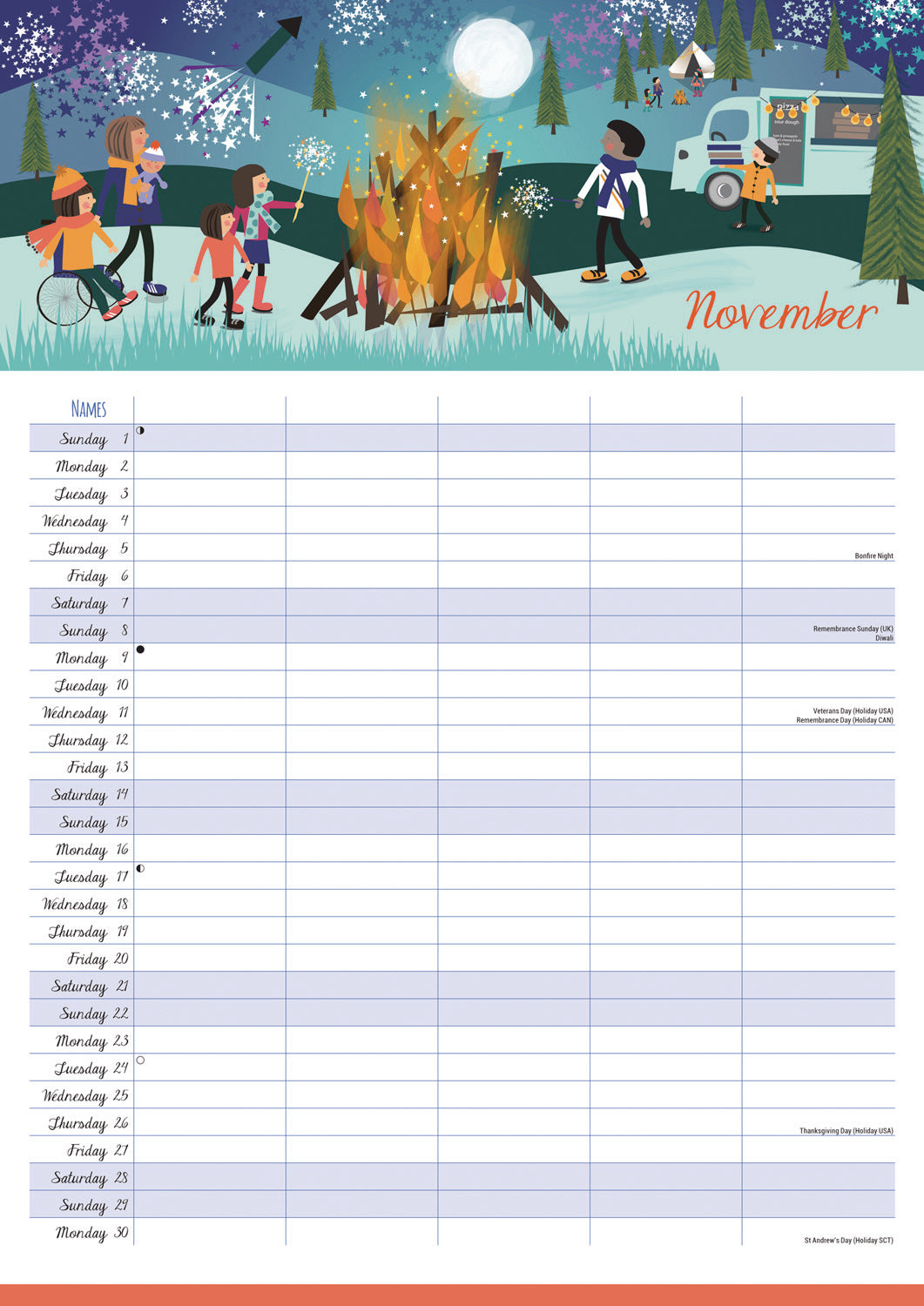Happy Family Planner A3 Calendar 2026