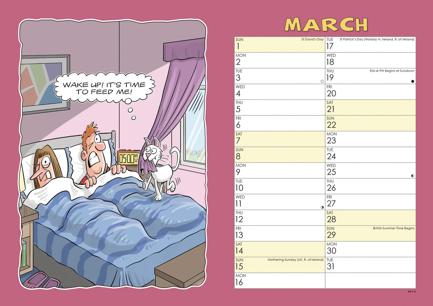 Cats, Wacky World A4 Calendar 2026
