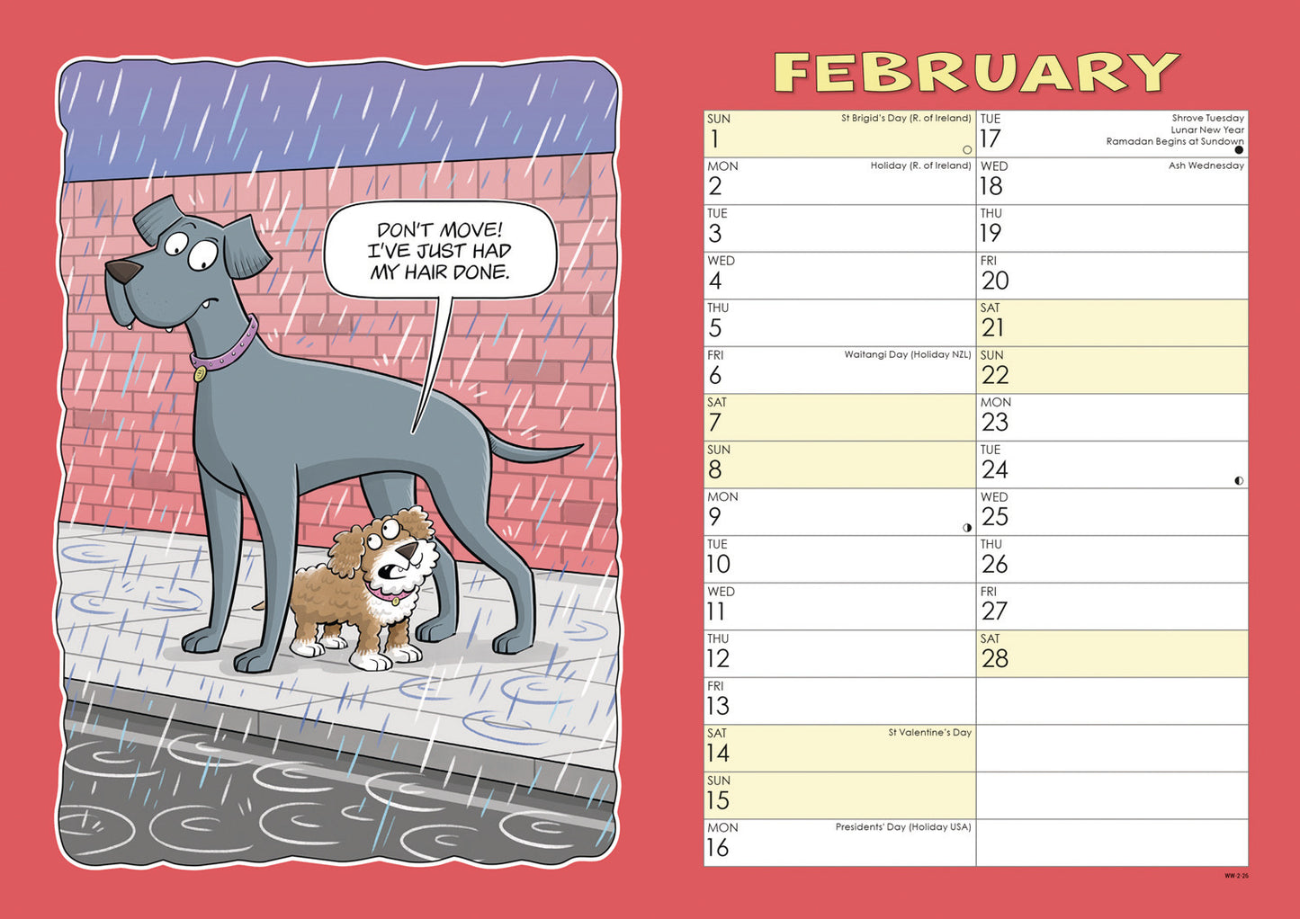 Dogs, Wacky World A4 Calendar 2026