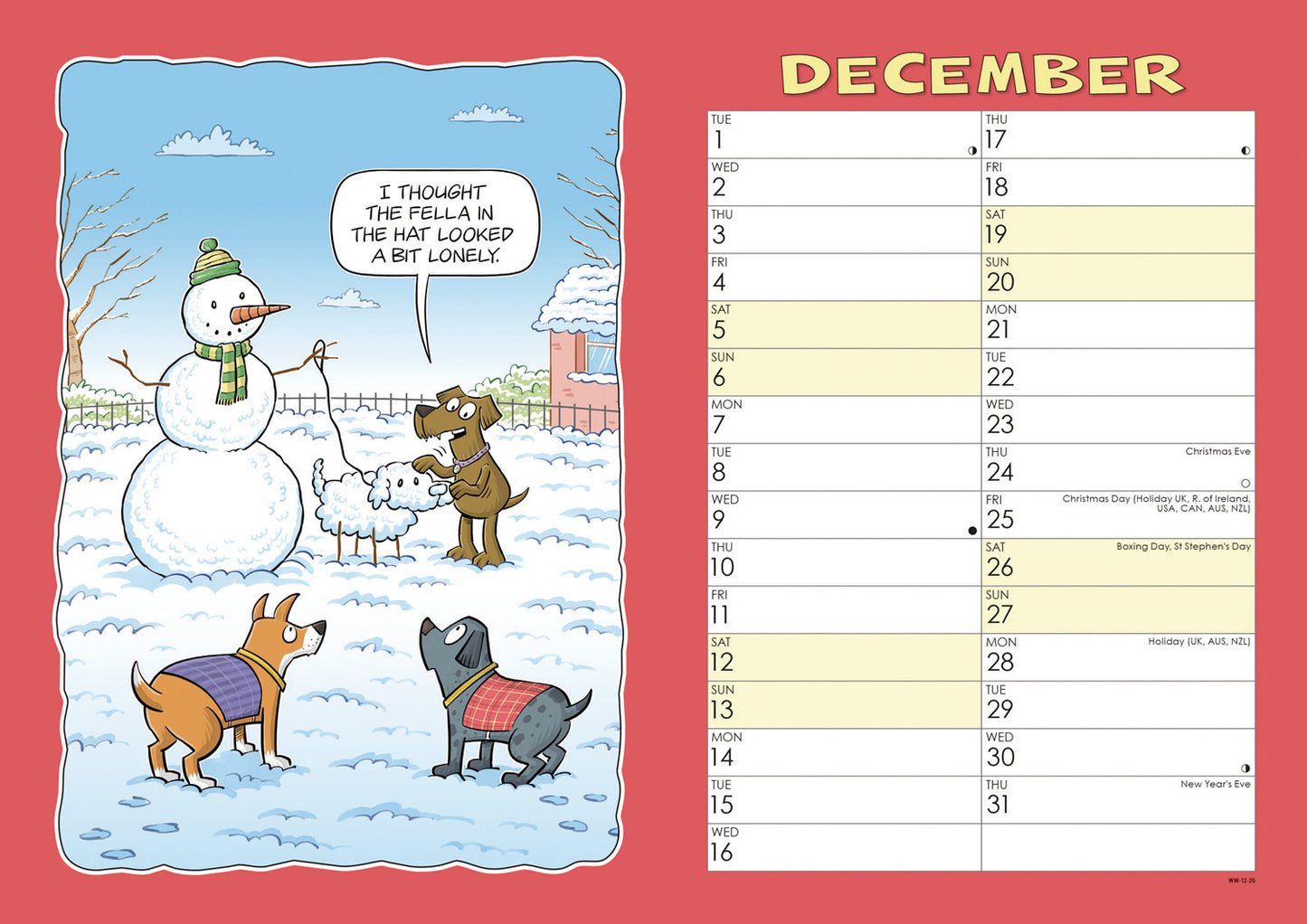Dogs, Wacky World A4 Calendar 2026