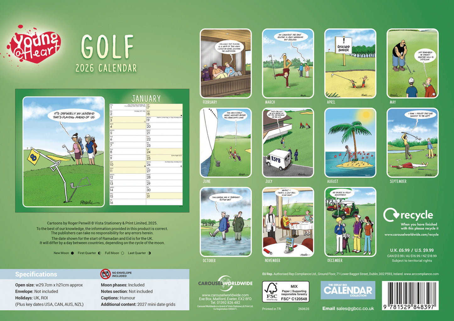 Golf, Young At Heart A4 Calendar 2026