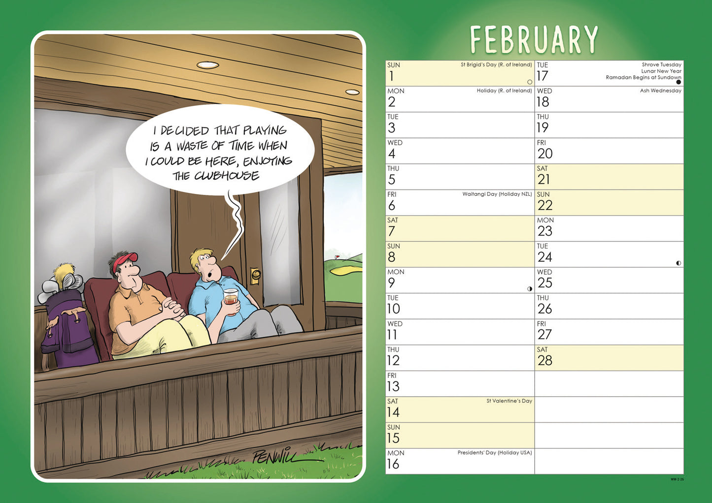 Golf, Young At Heart A4 Calendar 2026