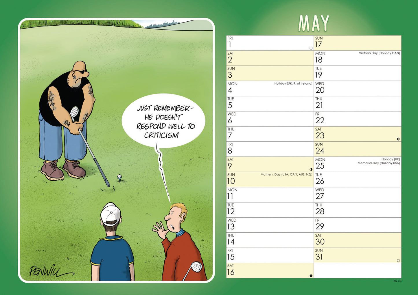 Golf, Young At Heart A4 Calendar 2026