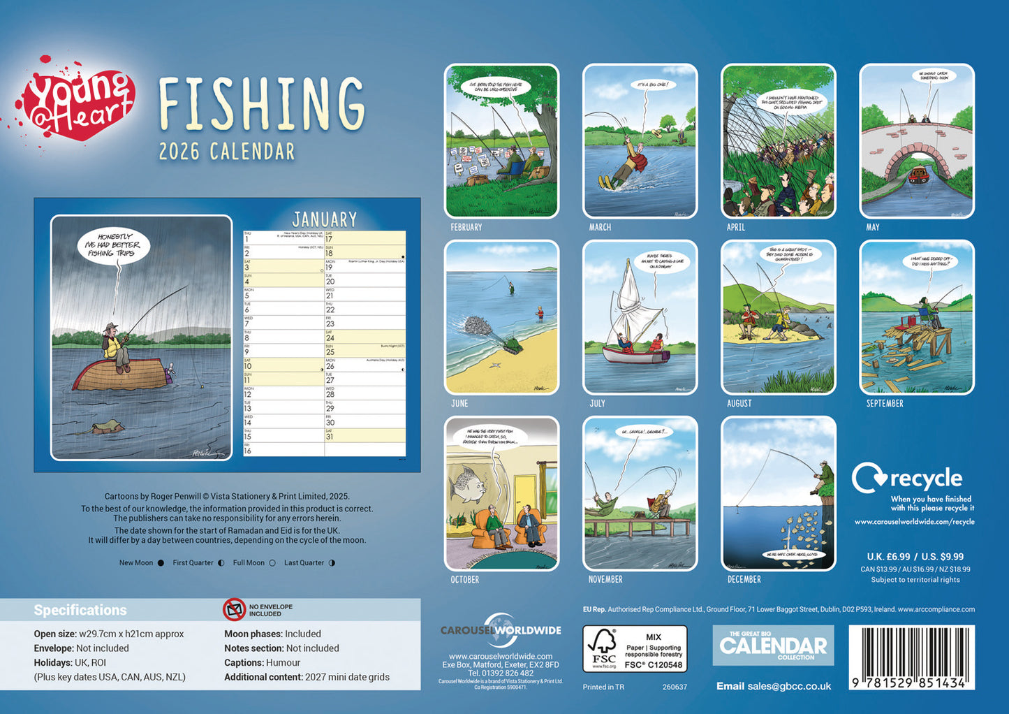 Fishing, Young At Heart A4 Calendar 2026