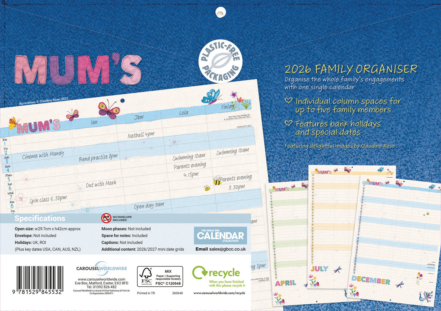 Mums Fabric & Buttons MTV Planner A4 Calendar 2026