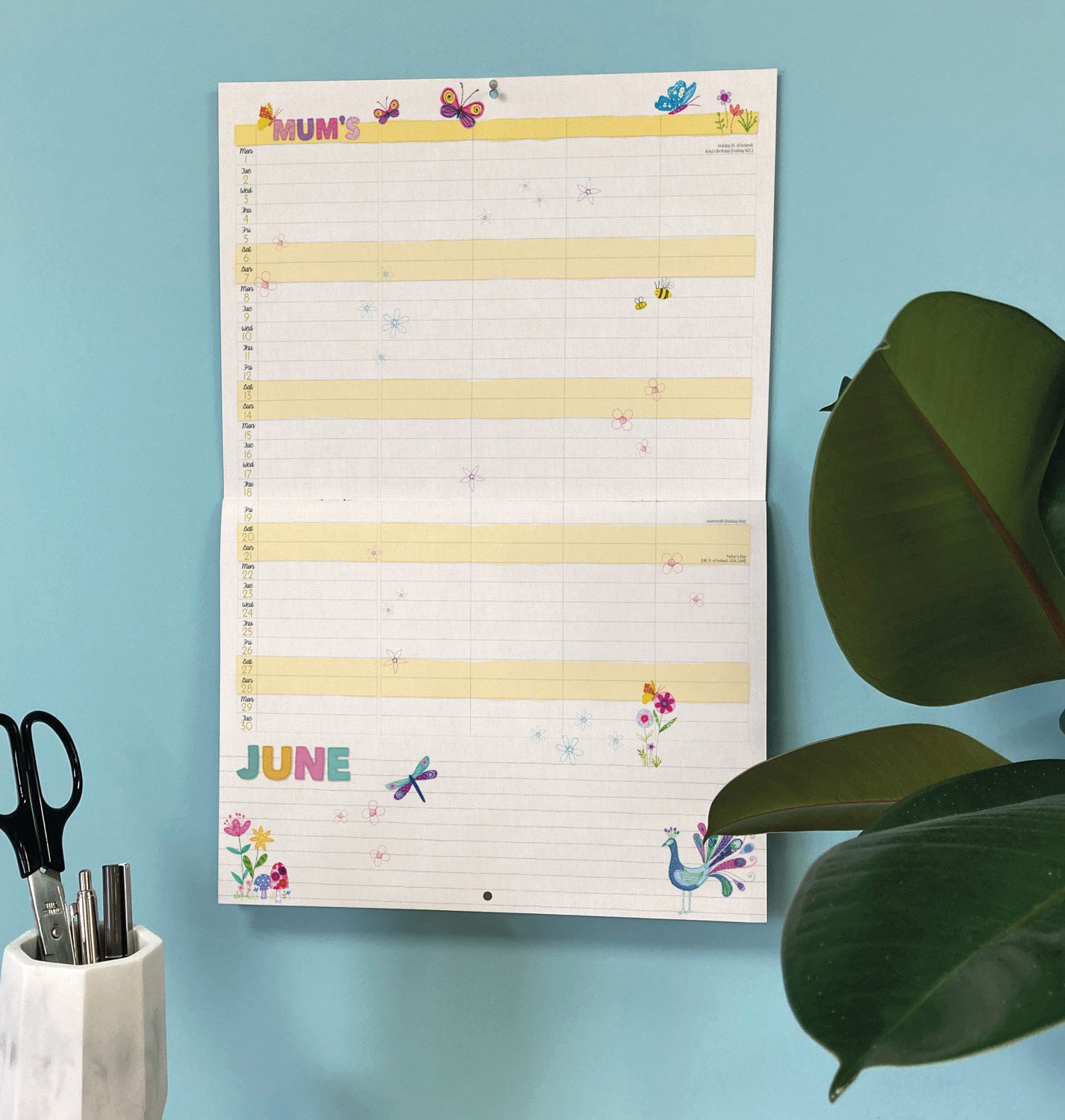 Mums Fabric & Buttons MTV Planner A4 Calendar 2026