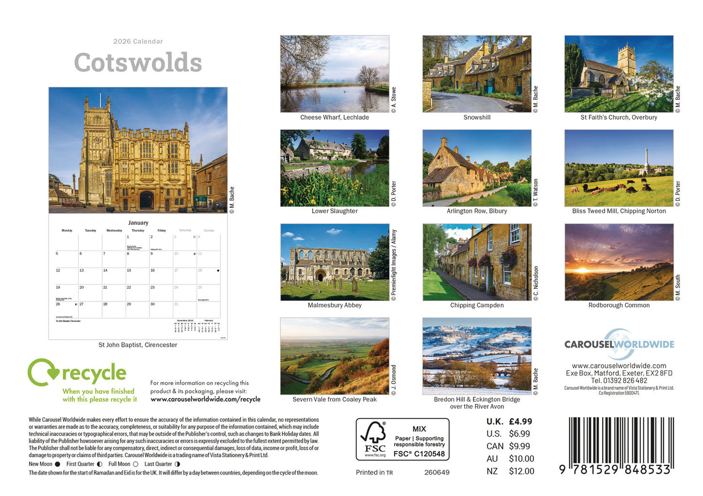Cotswolds A5 Calendar 2026