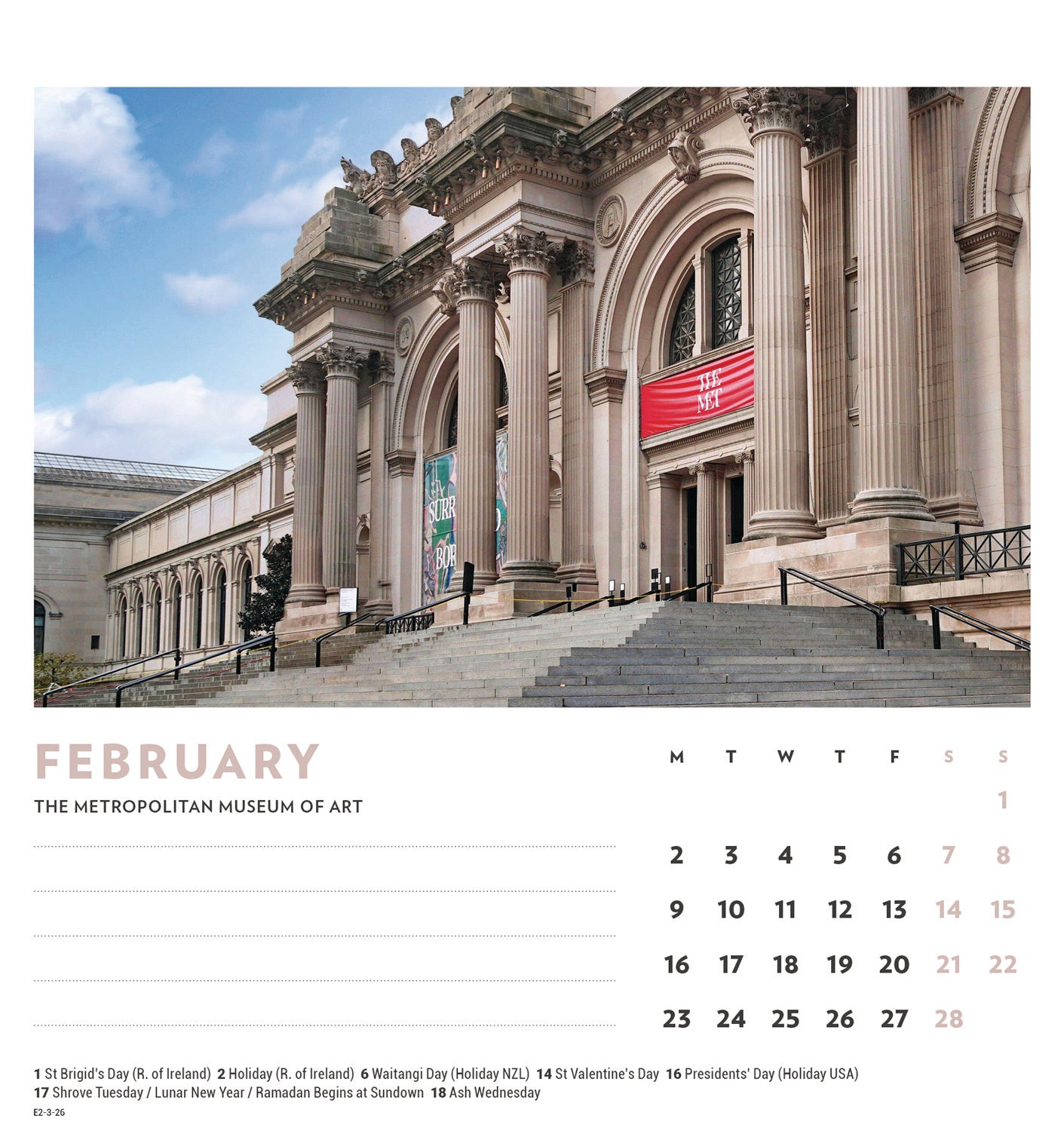 New York Easel Calendar 2026