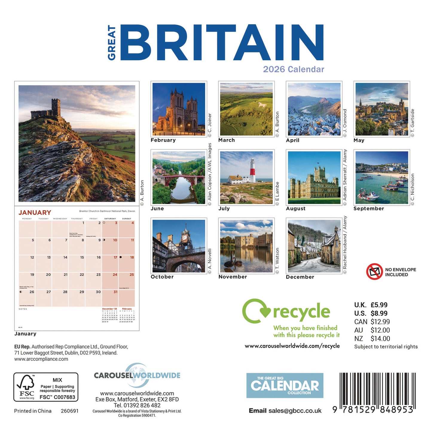 Britain Mini Calendar 2026