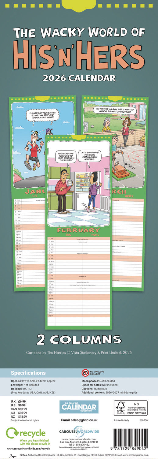 Wacky World of His n Hers Planner Calendar 2026