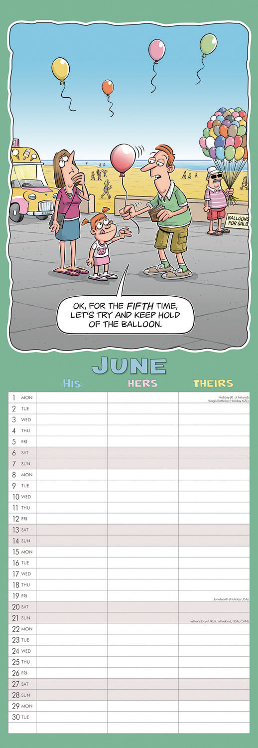 Wacky World of His, Hers and Theirs Planner Slim Calendar 2026