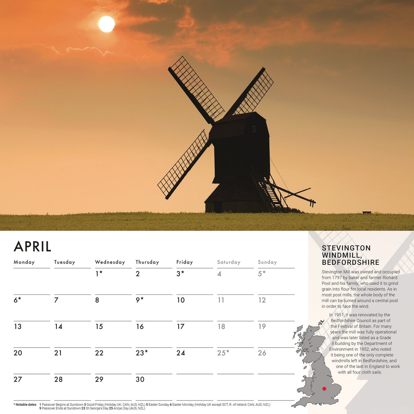 A Tour of Britain Wiro Wall Calendar 2026