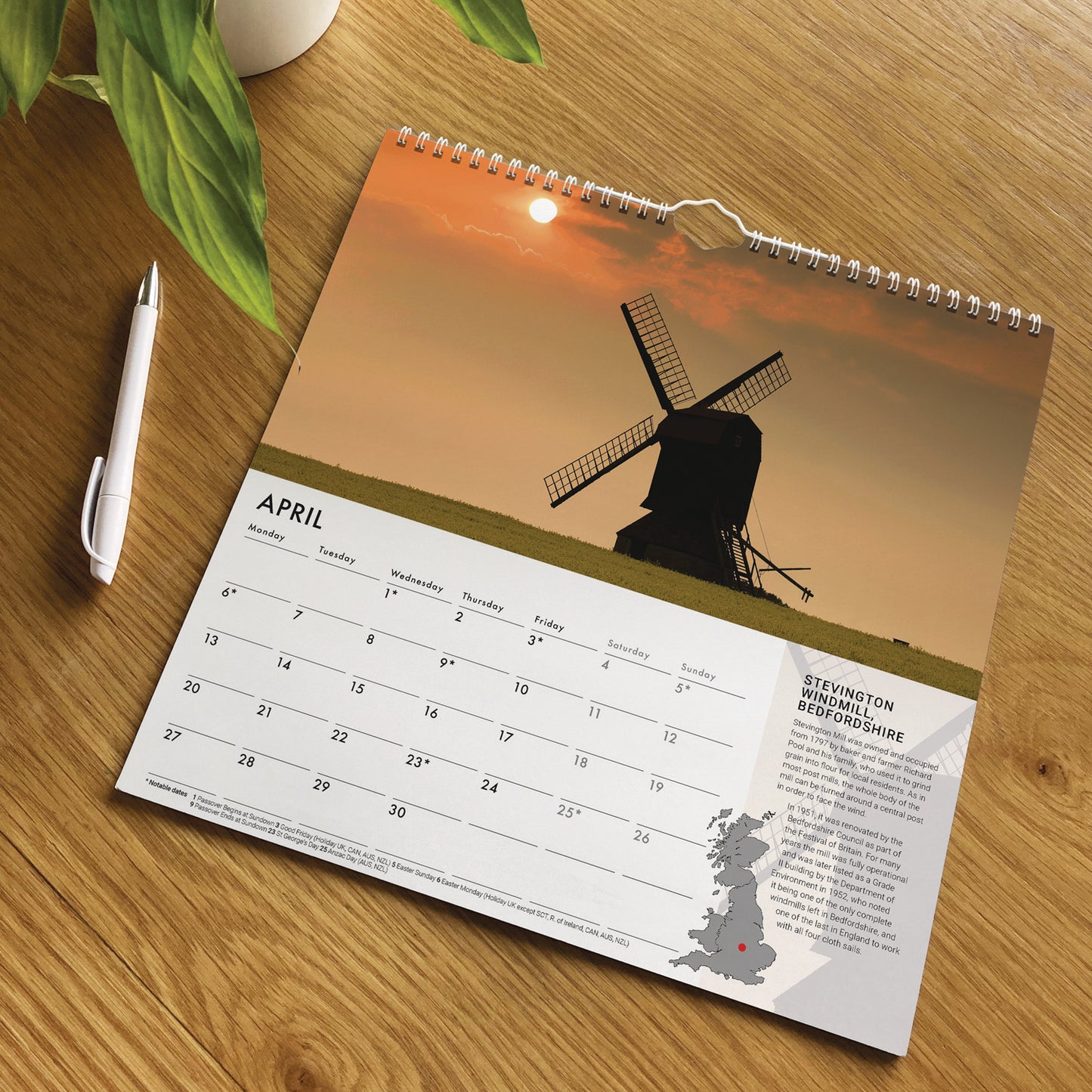 A Tour of Britain Wiro Wall Calendar 2026