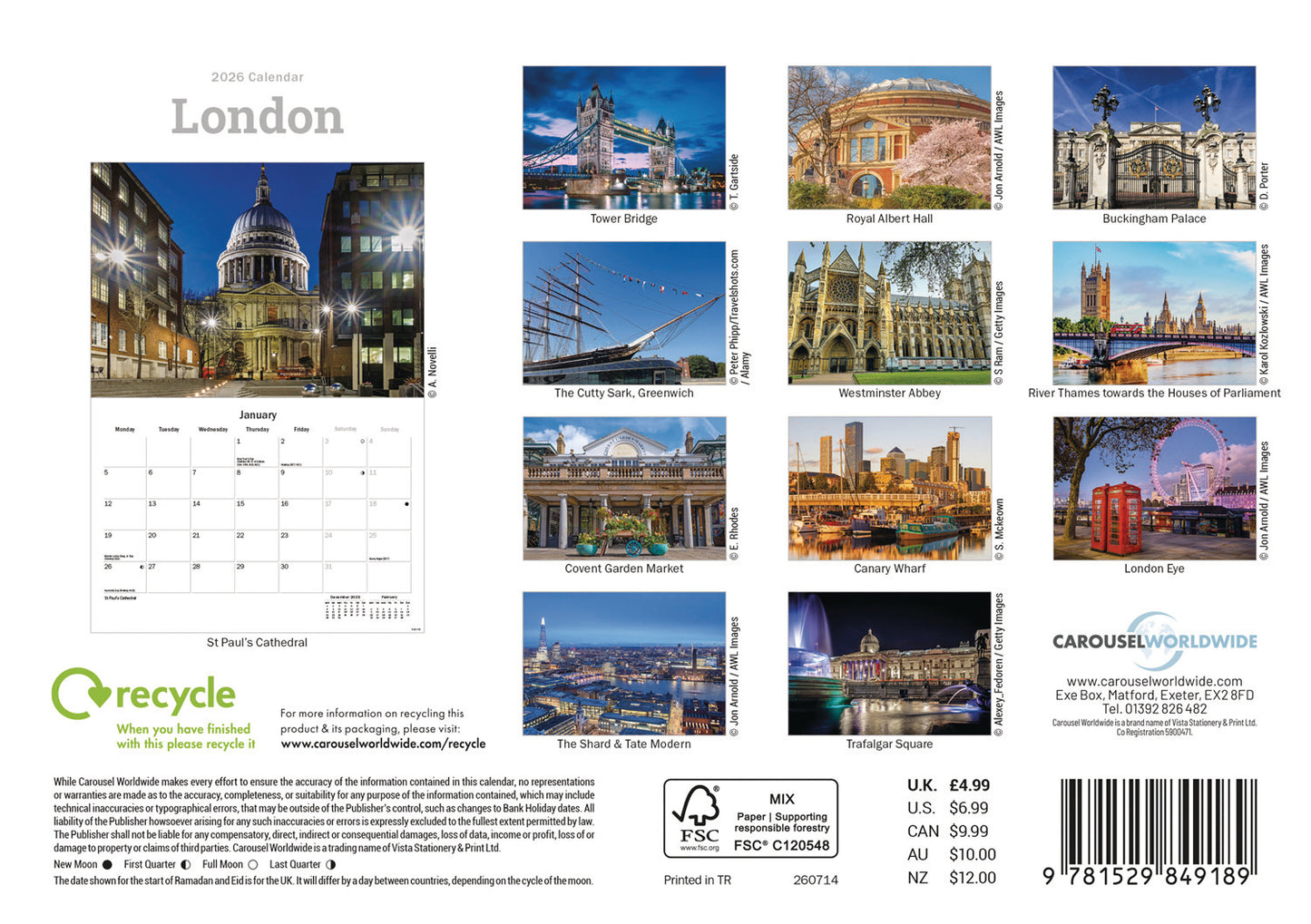 London A5 Calendar 2026