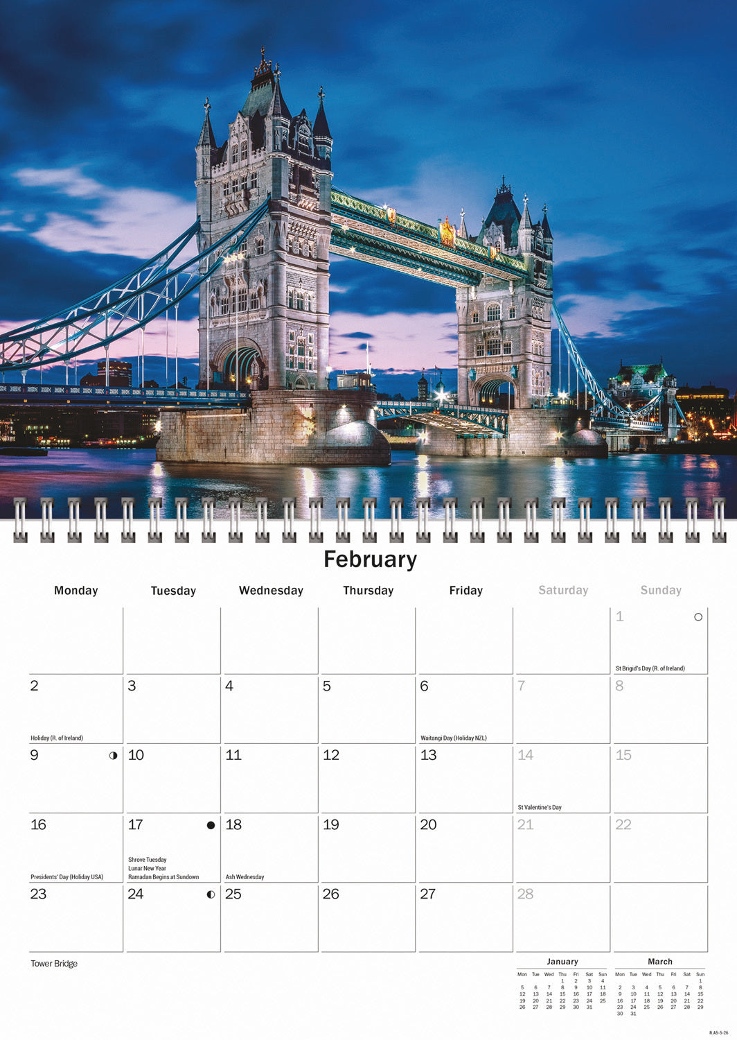 London A5 Calendar 2026