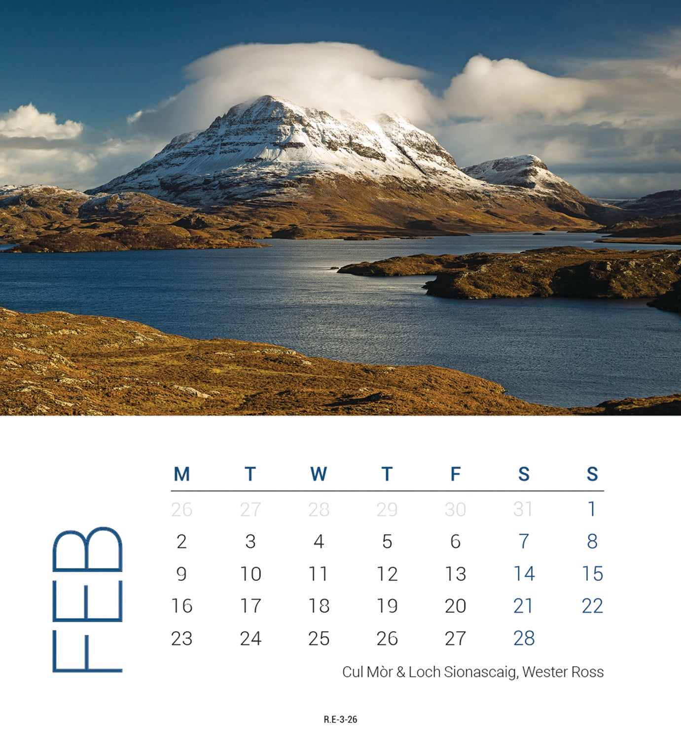 Scottish Lochs & Mountains Mini Easel Calendar 2026
