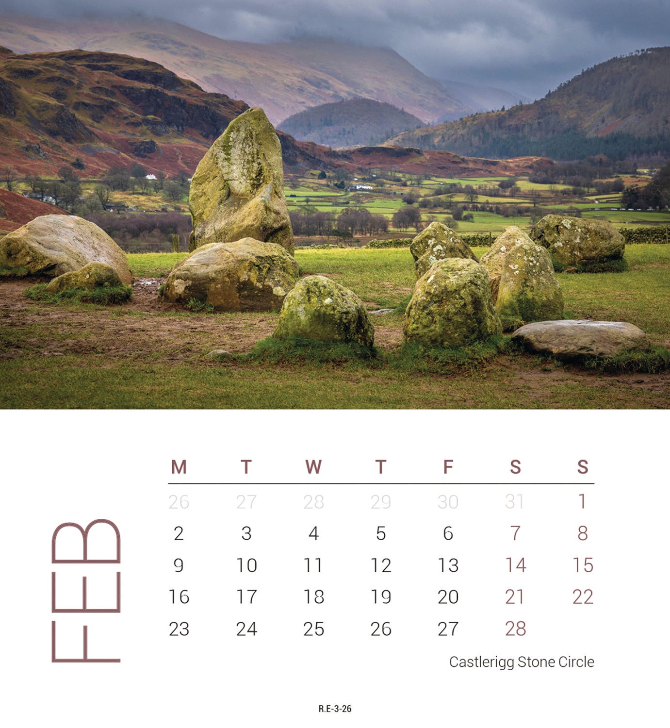 Lake District Mini Easel Calendar 2026