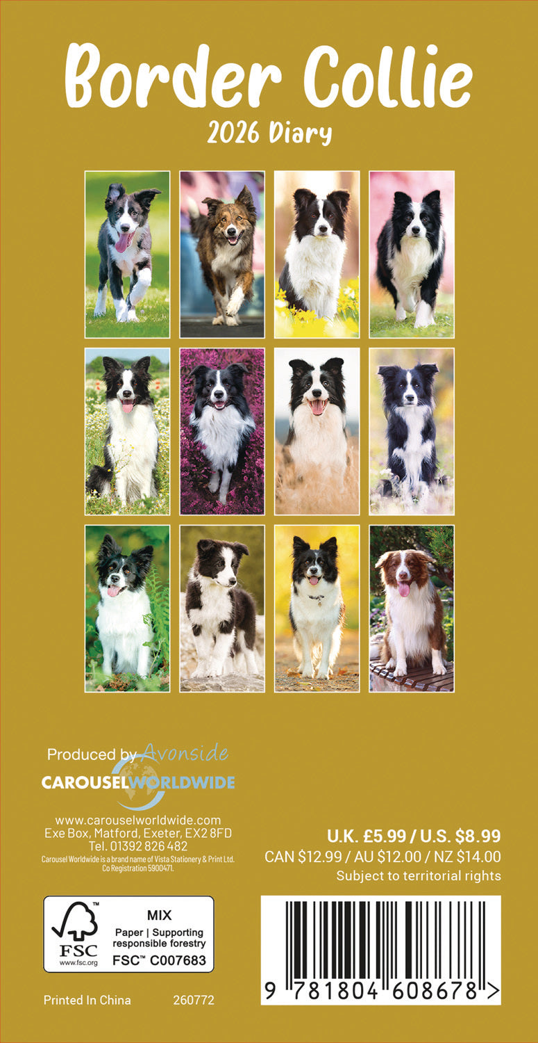 Border Collies Slim Diary 2026