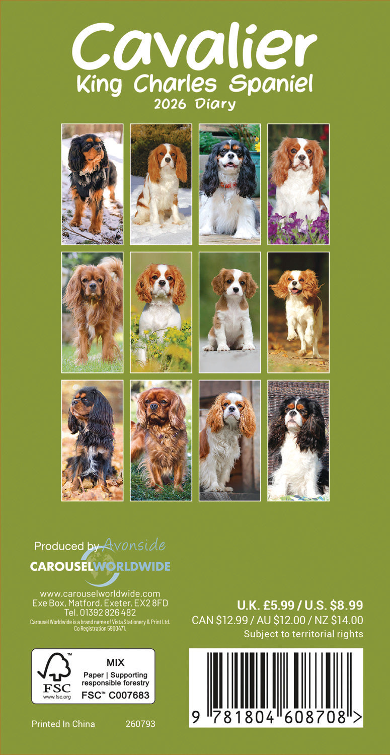 Cavalier King Charles Spaniels Slim Diary 2026