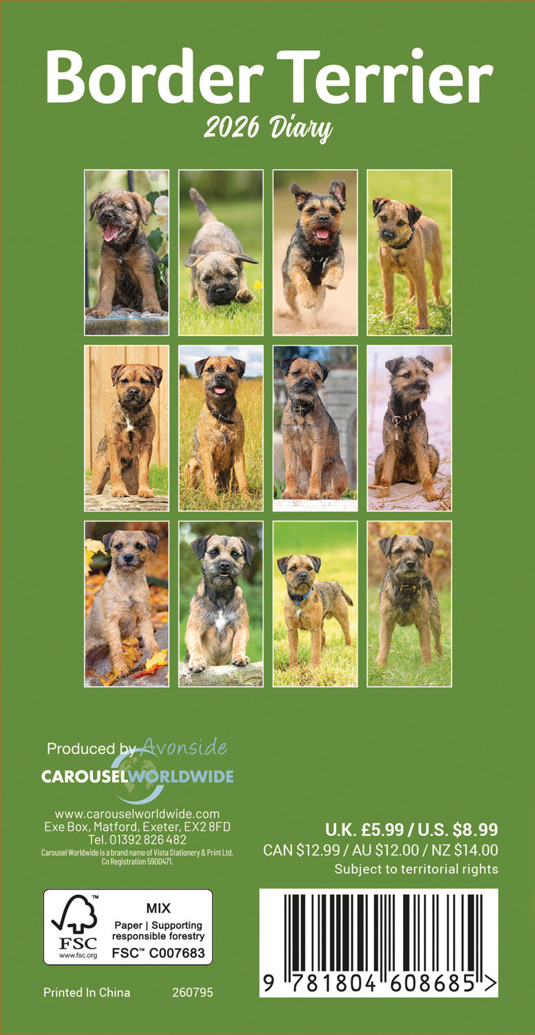 Border Terriers Slim Diary 2026