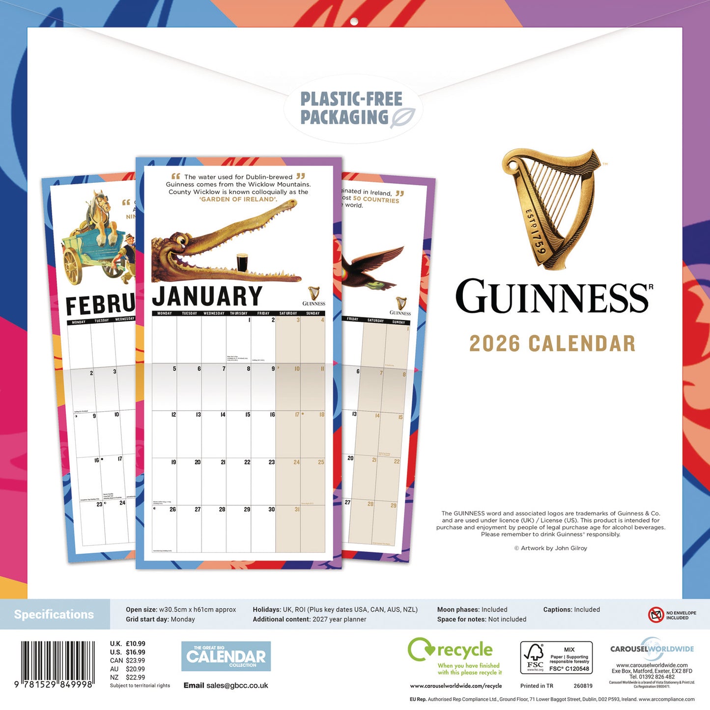 Guinness Wall Calendar 2026