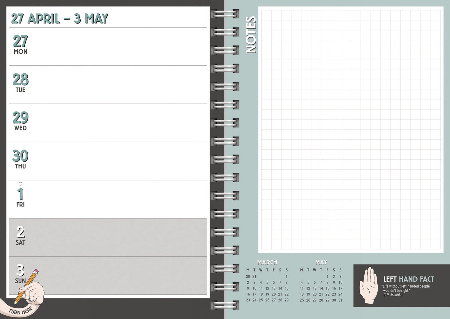 Left Handed A5 Wiro Diary 2026