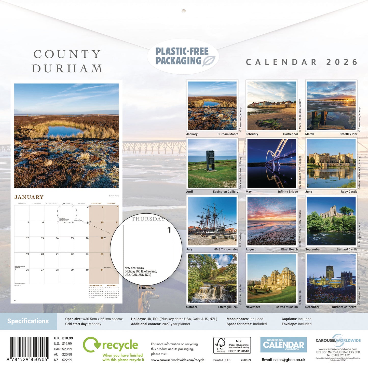 County Durham Wall Calendar 2026