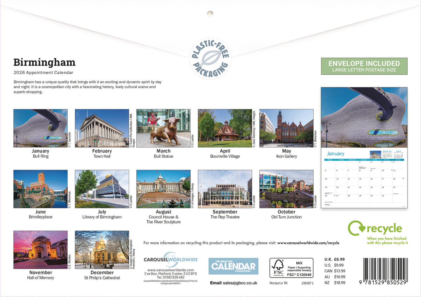 Birmingham A4 Calendar 2026