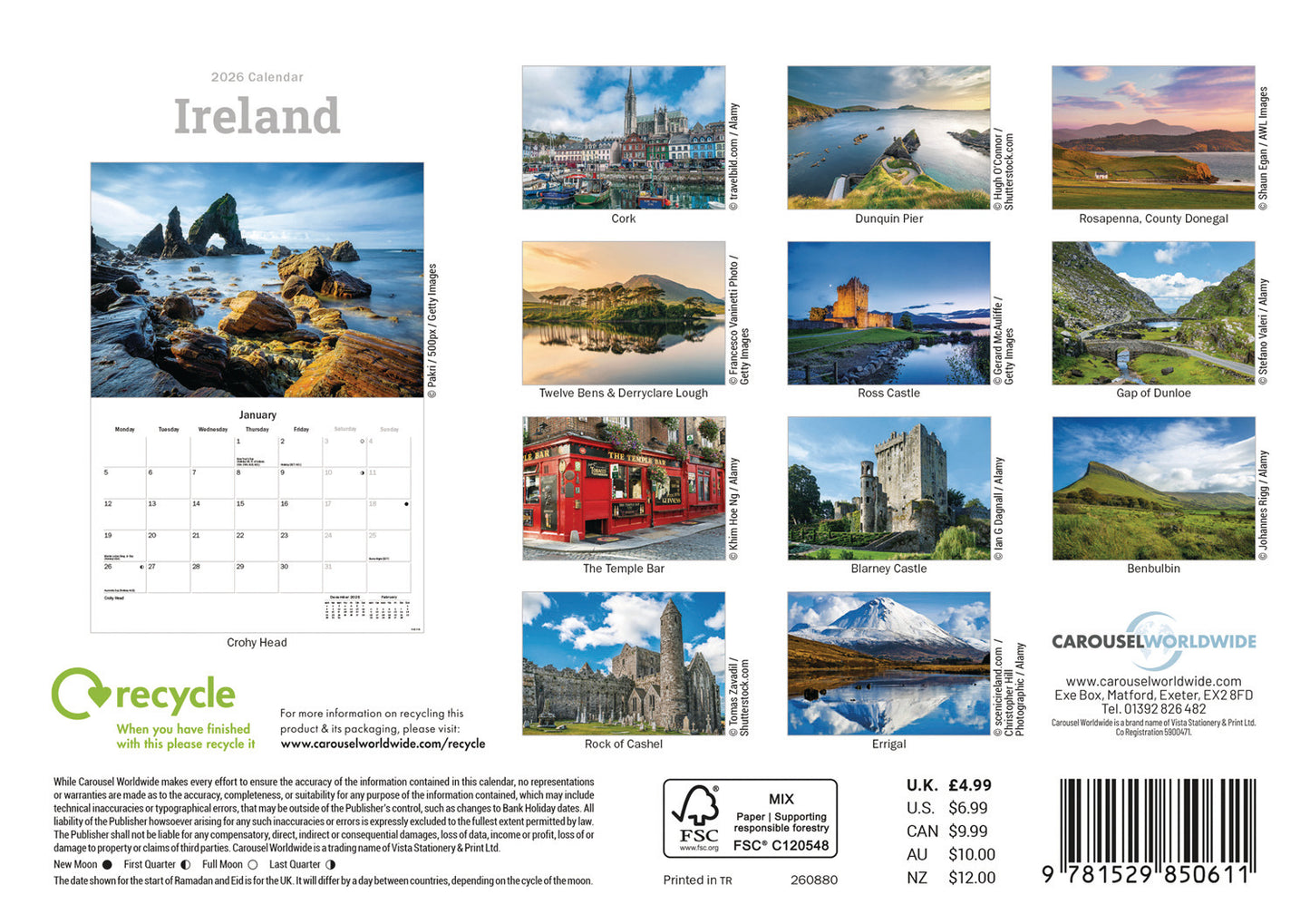 Ireland Eire A5 Calendar 2026
