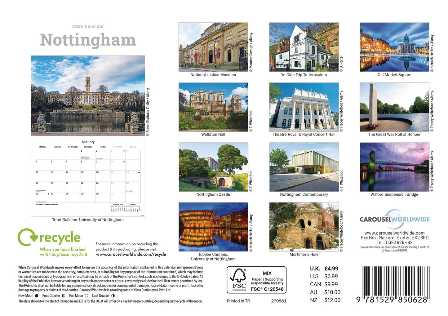 Nottingham A5 Calendar 2026