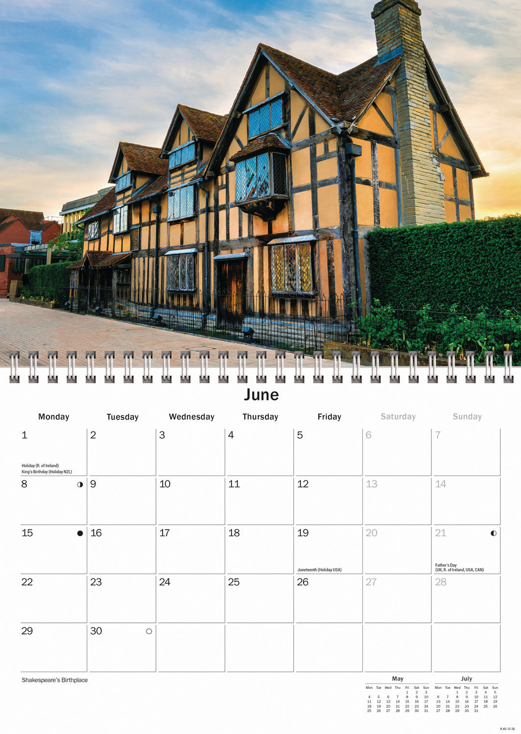 Shakespeare Country, Stratford-upon-avon A5 Calendar 2026